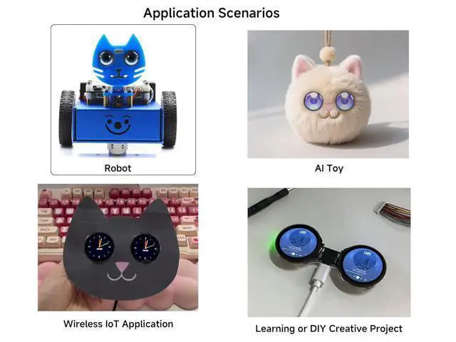 Alt view image 4 of 7 - ESP32-S3 1.28inch Double Eye Round LCD AIoT Development Board, Dual 1.28inch IPS Displays, Dual-Core 240MHz Processor, Supports Wi-Fi & Bluetooth 5 & AI Speech Interaction, Onboard DIY Connectors