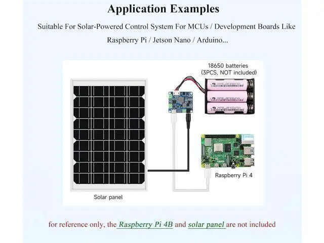 Alt view image 4 of 7 - Solar Power Manager Module, Solar Charge Controller USB, Supports 6V~24V Solar Panel and Type-C Power Adapter, 5V/3A Regulated Output, with Battery Holder (Not Includes Batteries)