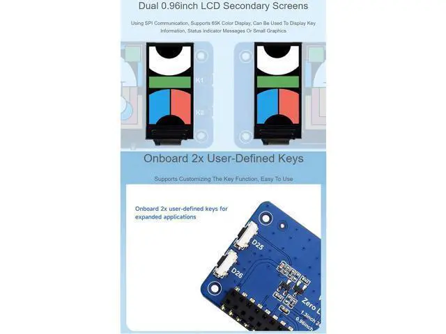 Alt view image 5 of 7 - Triple LCD HAT for Raspberry Pi, Onboard 1.3inch IPS LCD 240×240 Resolution Main Screen and Dual 0.96inch IPS 160×80 Resolution LCD Secondary Screens, SPI Interface