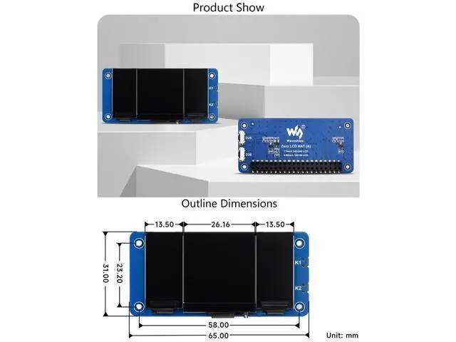 Alt view image 7 of 7 - Triple LCD HAT for Raspberry Pi, Onboard 1.3inch IPS LCD 240×240 Resolution Main Screen and Dual 0.96inch IPS 160×80 Resolution LCD Secondary Screens, SPI Interface