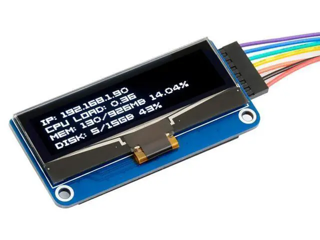 Alt view image 2 of 6 - 2.23inch OLED Display HAT, 128×32 Pixels SPI/I2C Interface Embed SSD1305 Driver for Raspberry Pi 4B/3B+/3B/2B/Zero/Zero W/Zero WH and Jetson Nano