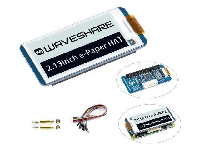 Main image of 2.13inch E-Ink Display HAT V4 250x122 Pixel E-Paper for Raspberry Pi 5/4B/3B+/3B/2B/Zero W/WH/Zero 2 W/Jetson Nano SPI Interface, Black/White Two Display Colors, Support Partial Refresh