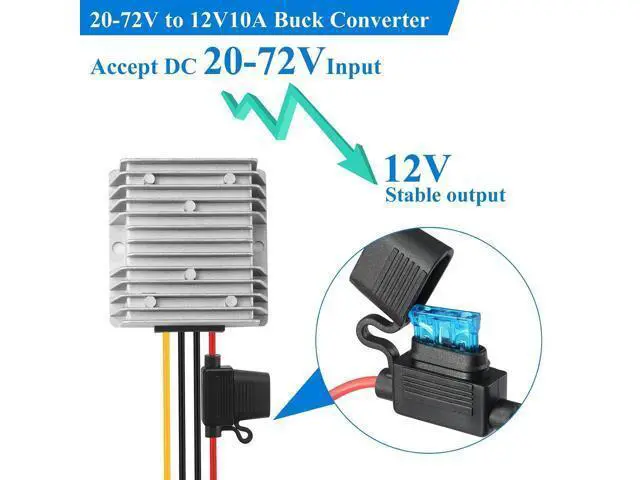 Alt view image 2 of 7 - 120W DC-DC Power Converter 20V-72V to 12V 10A, Waterproof Voltage Regulator for Car/Truck/Boats, Power Supply for CCTV, Audio System, Overload & Short Circuit Protection (IP67, 1-Year Warranty)
