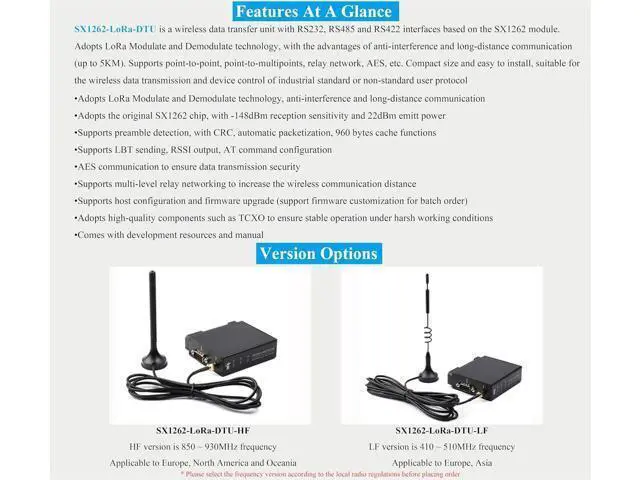 Alt view image 3 of 7 - Rail-Mount SX1262 LoRa Data Transfer Unit, RS232 / RS485 / RS422 to LoRa, Based on SX1262 Module, up to 5KM Distance Communication, Suitable for Data Acquisition in Industry and Agriculture