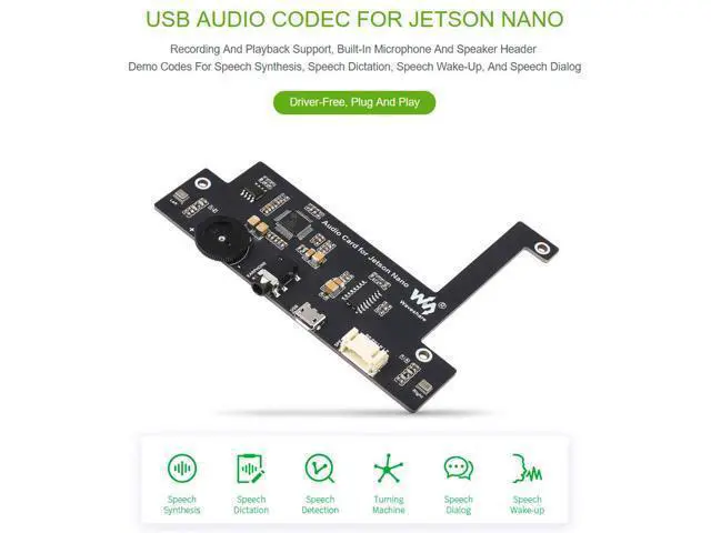 Alt view image 2 of 7 - USB Audio Codec for Jetson Nano, USB Sound Card, Driver-Free, Plug and Play, Support Recording and Playback, Built-in Microphone and Speaker Header