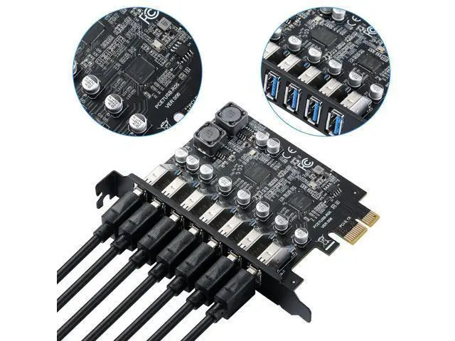 Alt view image 5 of 7 - 7-Port USB 3.0 PCIe Expansion Card for Desktop PC, 5Gbps SuperSpeed Data Transfer, PCI Express to USB 3.0 Hub Card with Dedicated Channels & UASP Support, Plug & Play, Windows 11/10/8/7/XP/Vista/Linux