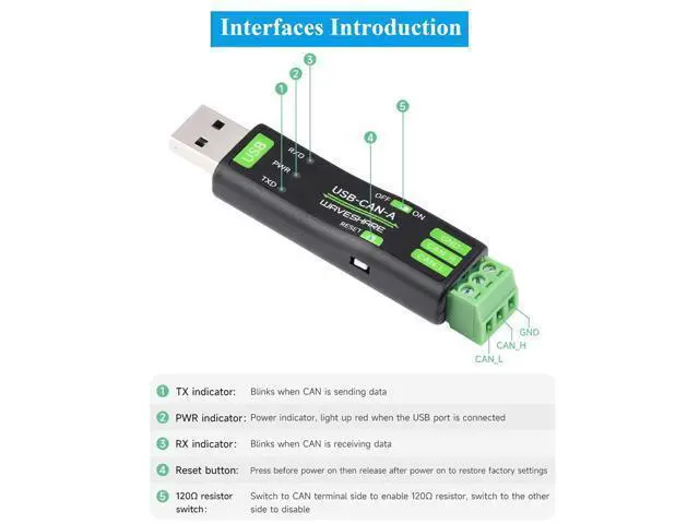 Alt view image 6 of 7 - USB to CAN Adapter Board STM32 Chip Solution, CAN Baud Rate 5kbps~1Mbps is Configurable, Compatible with Raspberry Pi Jetson Nano Linux Systems, Support Windows XP/7/8/10/11, Multiple Working Modes