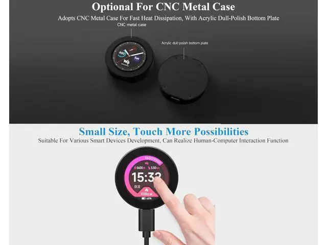 Alt view image 3 of 7 - RP2350 Microcontroller Development Board with 1.28inch Round Touch Screen IPS LCD 240×240 Pixels, 65K Color, Based on RPi RP2350, Dual-Core & Dual-Architecture Design Type-C Connector