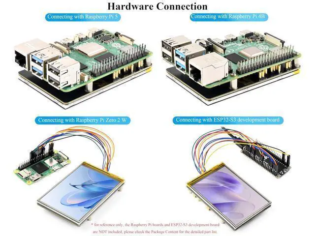 Alt view image 4 of 7 - 3.5inch Resistive Touch Screen Compatible with Raspberry Pi 5/4B/3B+/3B/3A+/Pico W/Pico 2W/2/ ESP32, 320x480, IPS LCD,SPI Interfaces, Pigo Pin or 11PIN Cable Dual Connections