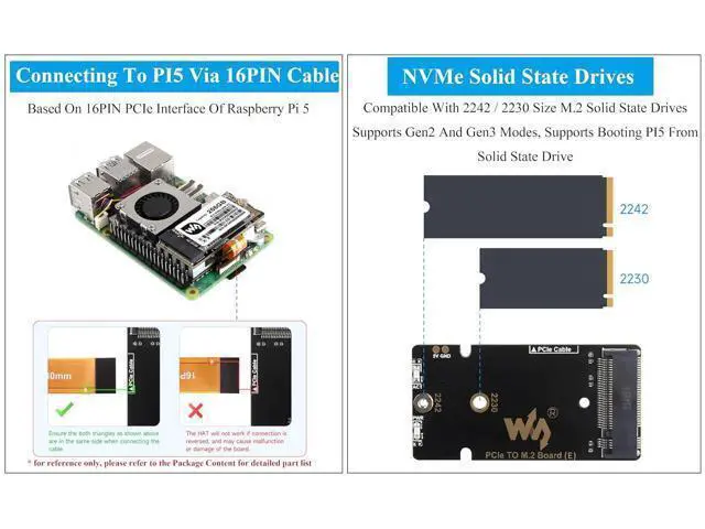 Alt view image 5 of 7 - Pi5 PCIe to M.2 Adapter Board with Cooling Fan for Raspberry Pi 5, Pi 5 NVMe HAT with Cooling Fan, Aluminium Heatsink All-in-One Design, 8Gbps Data Rate,Support M.2 NVMe SSD 2242/2230 Size