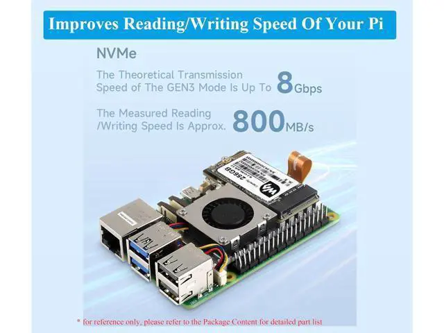 Alt view image 6 of 7 - Pi5 PCIe to M.2 Adapter Board with Cooling Fan for Raspberry Pi 5, Pi 5 NVMe HAT with Cooling Fan, Aluminium Heatsink All-in-One Design, 8Gbps Data Rate,Support M.2 NVMe SSD 2242/2230 Size
