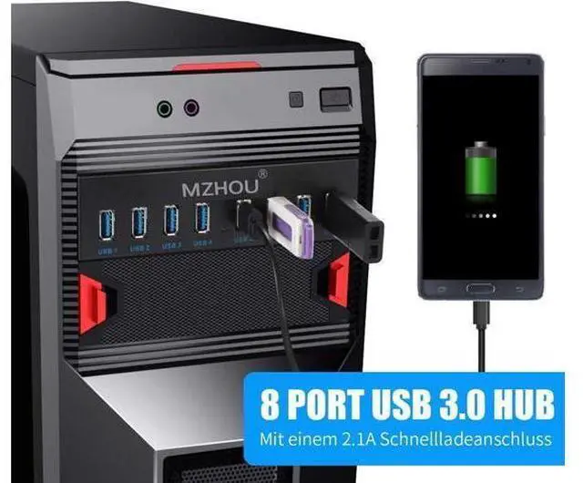 Alt view image 4 of 7 - 8-Port USB 3.0 Front Panel Hub Expansion Card - with 19-Pin & SATA Cables, 5 Mounting Screws - Compatible with Windows XP/7/8/10 & Linux - Desktop PC Internal USB Hub for Case Expansion