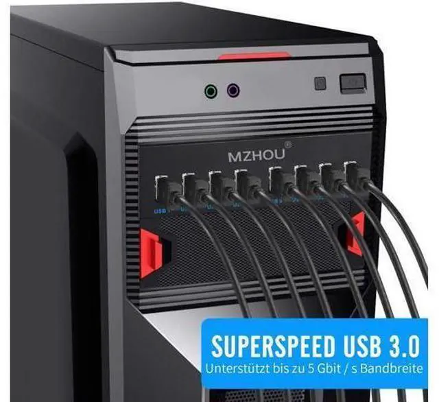 Alt view image 5 of 7 - 8-Port USB 3.0 Front Panel Hub Expansion Card - with 19-Pin & SATA Cables, 5 Mounting Screws - Compatible with Windows XP/7/8/10 & Linux - Desktop PC Internal USB Hub for Case Expansion