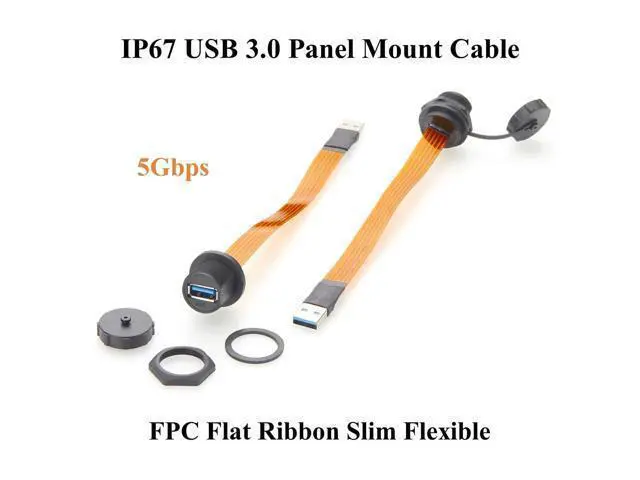 Alt view image 3 of 7 - IP67 USB 3.0 Flush Panel Mount Extension Cable 5Gbps USB A Male to Female FPC Flat Ribbon Slim Flexible Data Charging Cable for Embedded PC, Enclosure, Scanner, Printer, Industrial Automation(0.2m)