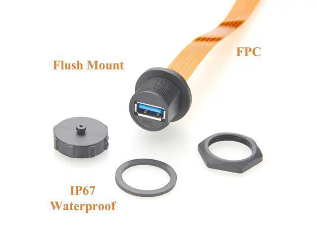Alt view image 5 of 7 - IP67 USB 3.0 Flush Panel Mount Extension Cable 5Gbps USB A Male to Female FPC Flat Ribbon Slim Flexible Data Charging Cable for Embedded PC, Enclosure, Scanner, Printer, Industrial Automation(0.2m)