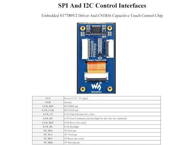 Alt view image 4 of 7 - 1.9inch Touch LCD Display Module, IPS Micro LCD Display, 172x320 Resolution, 262K Display Color, SPI and I2C Interfaces, Compatible with Raspberry Pi 5/ 4B/3B+/3B/Zero W/Zero 2 W/Pico/Pico 2W, ect.