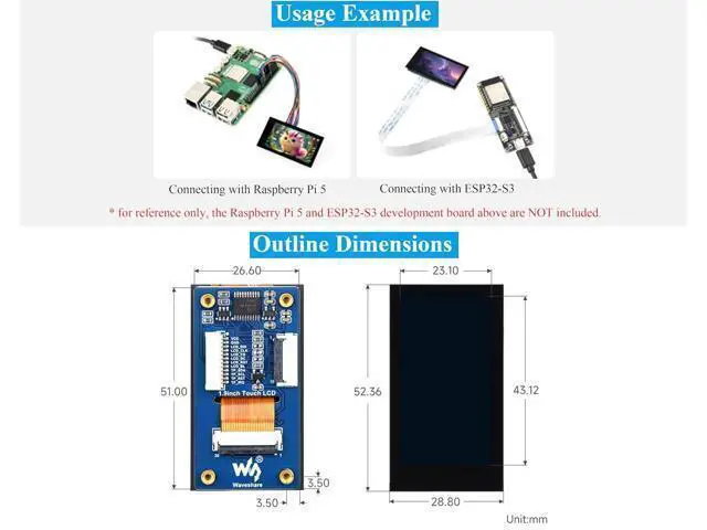 Alt view image 5 of 7 - 1.9inch Touch LCD Display Module, IPS Micro LCD Display, 172x320 Resolution, 262K Display Color, SPI and I2C Interfaces, Compatible with Raspberry Pi 5/ 4B/3B+/3B/Zero W/Zero 2 W/Pico/Pico 2W, ect.