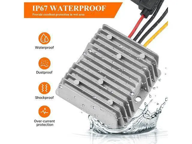 Alt view image 5 of 7 - 24V 36V 48V 60V to 12V 20A 240W DC-DC Buck Converter - Heavy Duty Waterproof 48V Step Down to 12V Voltage Regulator for Golf Carts - Overcurrent & Overtemperature Protection