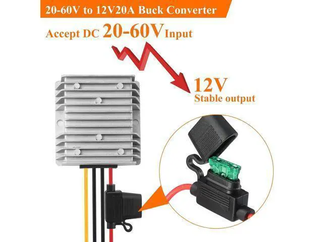 Alt view image 2 of 7 - 24V 36V 48V 60V to 12V 20A 240W DC-DC Buck Converter - Heavy Duty Waterproof 48V Step Down to 12V Voltage Regulator for Golf Carts - Overcurrent & Overtemperature Protection