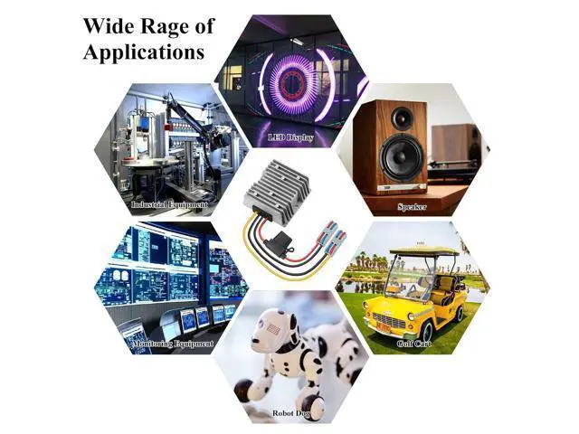 Alt view image 7 of 7 - 24V 36V 48V 60V to 12V 20A 240W DC-DC Buck Converter - Heavy Duty Waterproof 48V Step Down to 12V Voltage Regulator for Golf Carts - Overcurrent & Overtemperature Protection