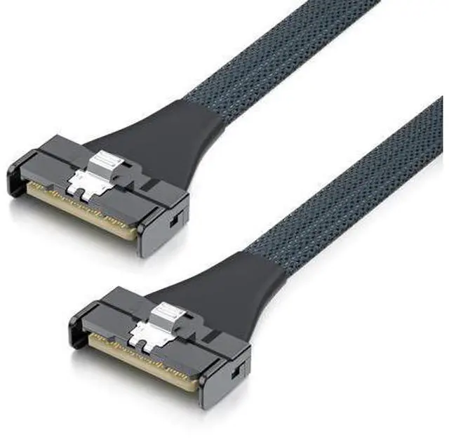 Main image of MCIO to MCIO 8X Cable, SFF-TA-1016, Mini Cool Edge IO, 74Pin, Straight to Straight, PCIe Gen5, 85-ohm, Silver Plated AWG30, 0.2-m(0.65ft)