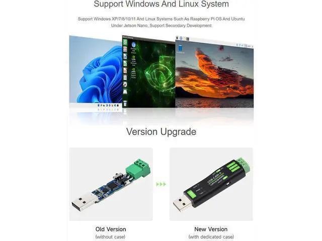 Alt view image 3 of 7 - USB to CAN Adapter Model A STM32 Chip Solution, CAN Baud Rate 5kbps~1Mbps is Configurable, Support Windows XP/7/8/10/11 and Linux Systems, Multiple Working Modes