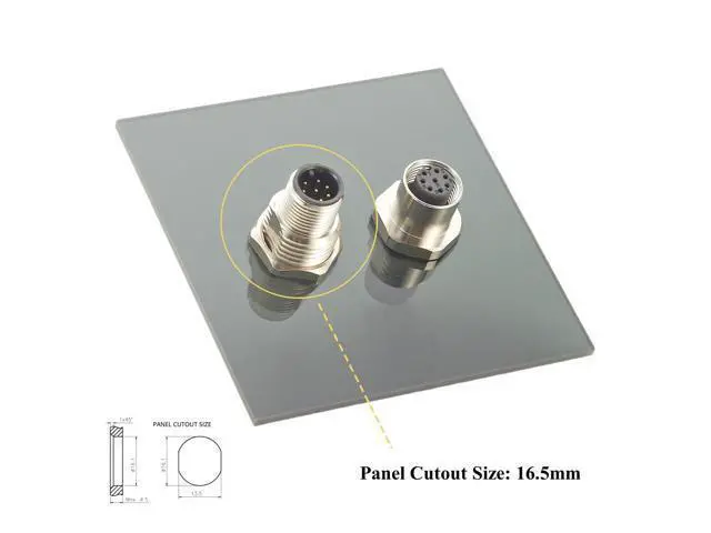 Alt view image 2 of 7 - M12 A Code 8 Pin Male to Female Bulkhead Connector IP67 Panel Mount Sensor Feedthrough Adapter Industrial Circular Connector Socket Receptacle for Automation Control Cabinet Robotics (1PCS)