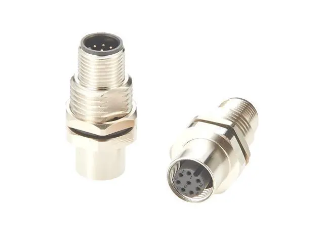 Alt view image 4 of 7 - M12 A Code 8 Pin Male to Female Bulkhead Connector IP67 Panel Mount Sensor Feedthrough Adapter Industrial Circular Connector Socket Receptacle for Automation Control Cabinet Robotics (1PCS)