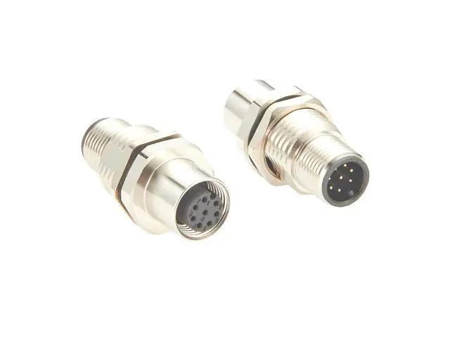 Alt view image 6 of 7 - M12 A Code 8 Pin Male to Female Bulkhead Connector IP67 Panel Mount Sensor Feedthrough Adapter Industrial Circular Connector Socket Receptacle for Automation Control Cabinet Robotics (1PCS)