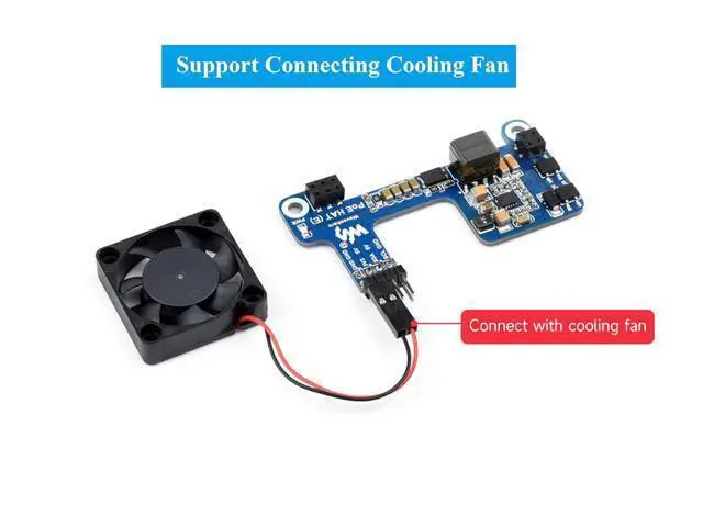 Alt view image 5 of 7 - PoE HAT for Raspberry Pi 4B/3B+, Power Over Ethernet (PoE) Support 802.3af, Compatible with Official Case, Supports Cooling Fan