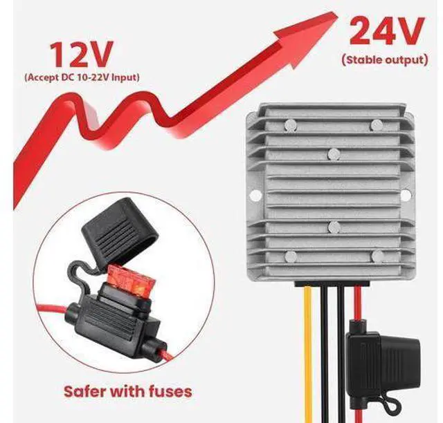 Alt view image 2 of 7 - 10-22V to 24V 15A 360W Boost Converter IP67- Waterproof Booster for Solar Cell Arrays/Truck Fleets/Industrial Machinery - Suitable for Harsh Environments -Dustproof/Waterproof(1-Year Warranty