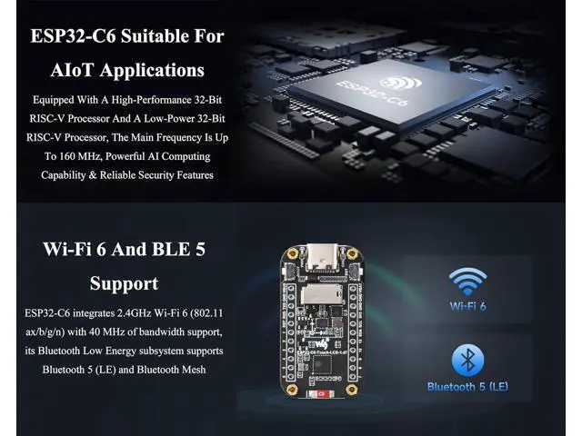 Alt view image 4 of 7 - ESP32-C6 1.47inch Touch Display Development Board, 172x320 Resolution IPS LCD, 262K Display Color, Supports W-F-i 6 / BLE 5, 160MHz RISC-V Processor, Type-C, with Pre-Soldered Header