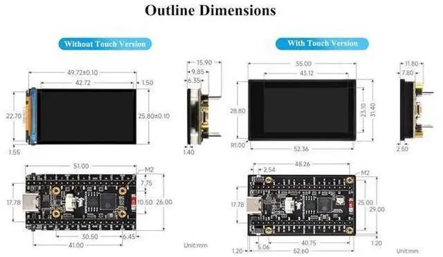 Alt view image 7 of 7 - ESP32-S3 1.9inch Touch LCD Display Development Board, 170x320 Pixels, 262K Color, 32-Bit LX7 Dual-Core Processor, Supports 90° Hardware Rotation, ESP32 with Display,Multiple Peripheral Interfaces