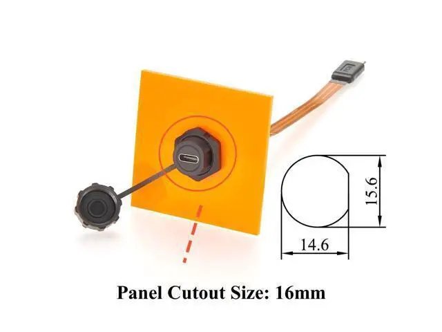 Alt view image 2 of 7 - IP67 USB 3.1 Type-C Male to Female Extension Cable 10Gbps Flush Panel Mount USB 3.1 Gen2 C FPC Ribbon Flat Slim Cable 100W for Data Transfer Charging, Cabinet, Embedded PC, Automation(0.2m)