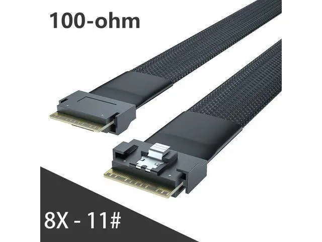 Alt view image 2 of 3 - 24G Internal SlimSAS SFF-8654 to SFF-8654 8i SAS 4.0 Cable for High-Density Servers & NVMe Storage, 100-ohm, 1-m(3.28ft)