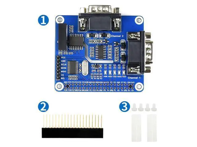 Alt view image 2 of 7 - 2-Channel Isolated RS232 Expansion HAT for Raspberry Pi 4B/3B+/3B/2B/B+/A+/Zero/Zero W, SC16IS752+SP3232 Dual Chip Convert SPI to RS232 Data Rate up to 921600bps Embed Multi Protection Circuits