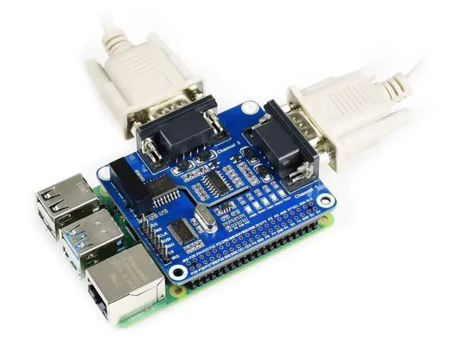 Alt view image 5 of 7 - 2-Channel Isolated RS232 Expansion HAT for Raspberry Pi 4B/3B+/3B/2B/B+/A+/Zero/Zero W, SC16IS752+SP3232 Dual Chip Convert SPI to RS232 Data Rate up to 921600bps Embed Multi Protection Circuits