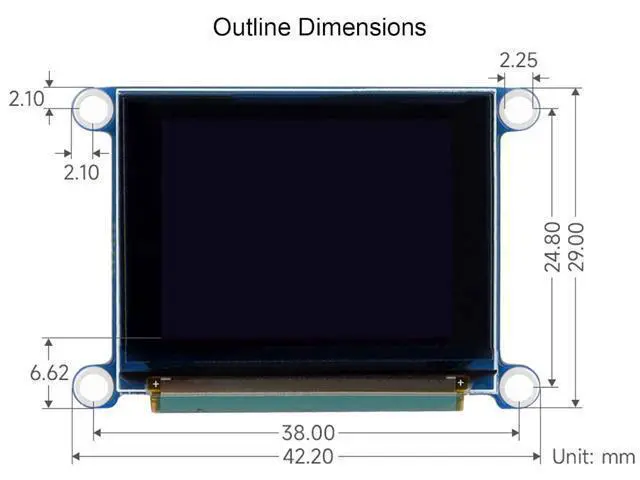 Alt view image 7 of 7 - 1.27inch RGB OLED Display Module 128×96 Resolution Screen, 262K RGB Colors SPI Interface 3.3V / 5V Operating Voltage, for Ardu/Raspberry Pi/STM32