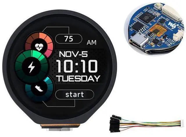 Main image of RP2040-Touch-LCD-1.28 Based on Raspberry Pi RP2040 Board with 1.28inch Round Touch LCD, 240x240 Pixels 65K RGB Colors IPS LCD Display, Accelerometer and Gyroscope Sensor Dual-Core Processor