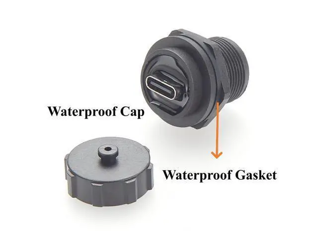Alt view image 3 of 6 - IP67 Waterproof USB 3.1 Type C Flush Panel Mount Coupler 10Gbps USB C Female to Female Bulkhead Pass Through Connector Threaded Fixed Recessed Charging & Data Adapter with Dust Cap (2PCS)