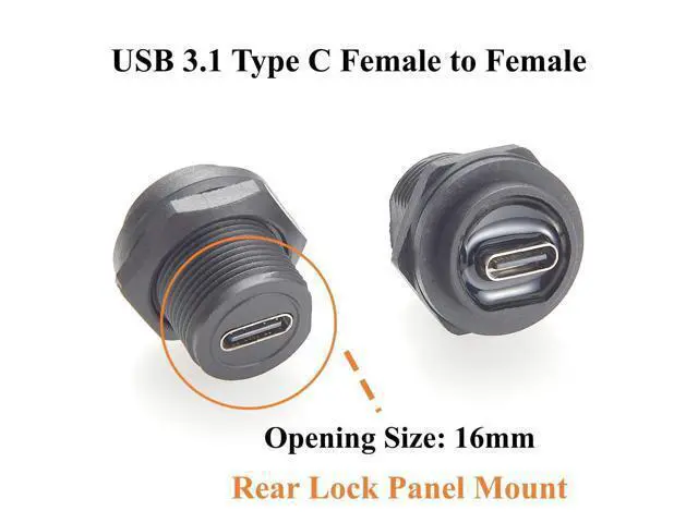Alt view image 2 of 6 - IP67 Waterproof USB 3.1 Type C Flush Panel Mount Coupler 10Gbps USB C Female to Female Bulkhead Pass Through Connector Threaded Fixed Recessed Charging & Data Adapter with Dust Cap (2PCS)
