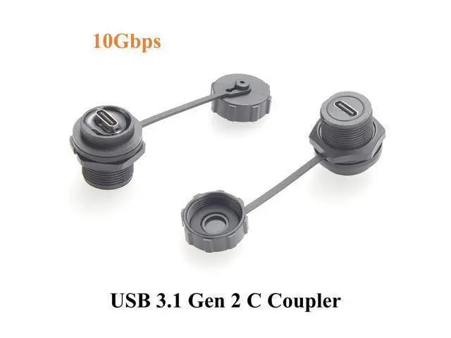 Alt view image 4 of 6 - IP67 Waterproof USB 3.1 Type C Flush Panel Mount Coupler 10Gbps USB C Female to Female Bulkhead Pass Through Connector Threaded Fixed Recessed Charging & Data Adapter with Dust Cap (2PCS)