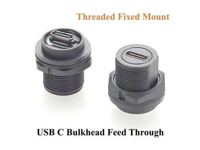 Alt view image 6 of 6 - IP67 Waterproof USB 3.1 Type C Flush Panel Mount Coupler 10Gbps USB C Female to Female Bulkhead Pass Through Connector Threaded Fixed Recessed Charging & Data Adapter with Dust Cap (2PCS)