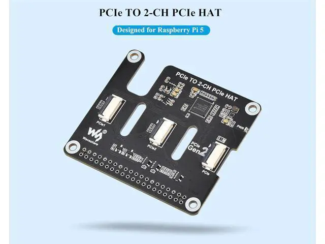 Alt view image 4 of 7 - Pi5 PCIe to 2-CH PCIe HAT 2-CH PCIe FFC Adapter Board Compatible with Raspberry Pi 5, Expands 2-CH PCIe FFC Connectors, Supports Stacking Multiple PCIe Hats