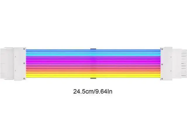Alt view image 7 of 7 - RGB PSU Cables,ARGB Motherboard Power Supply Cable,24 Pin Sleeved Cable Extension Kit,Strimer Extension Cable Kit 5V 3Pin Synchronized,Customed White PC Chassis(White Connector A Style)