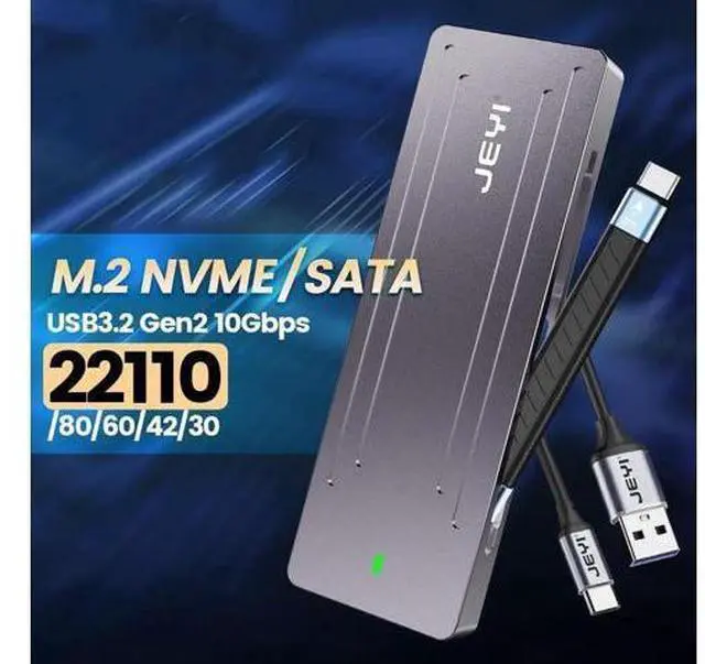 Main image of 22110 M.2 NVME NGFF Enclosure, USB 3.2 Gen2 Type-C 10Gbps SSD Case Support M&B+M Keys 2230/42/2260/2280 With Flat Cable