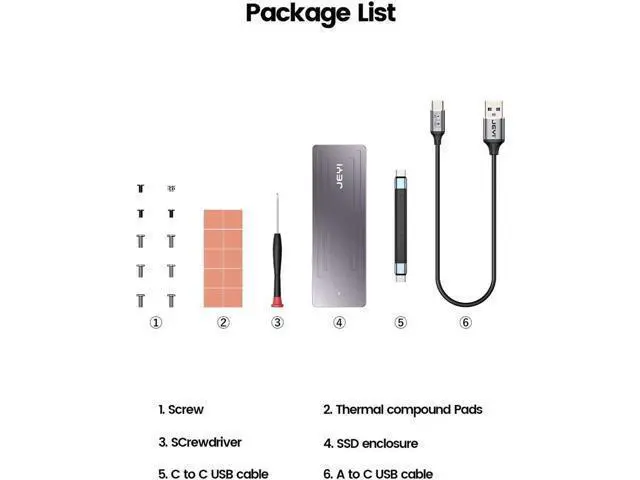 Alt view image 4 of 7 - 22110 M.2 NVME NGFF Enclosure, USB 3.2 Gen2 Type-C 10Gbps SSD Case Support M&B+M Keys 2230/42/2260/2280 With Flat Cable