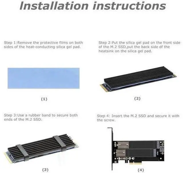 Alt view image 6 of 7 - Dual M.2 PCIE Adapter for SATA or PCIE NVMe SSD with Advanced Heat Sink Solution,M.2 SSD NVME (m Key) and SATA (b Key) 22110 2280 2260 2242 2230 to PCI-e x 4 Host Controller Expansion Card