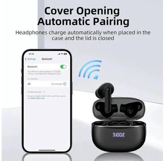 Alt view image 3 of 7 - True Wireless Earbuds, ENC Noise Cancellation, LED Display, 13mm Dynamic Driver, 400mAh Charging Case, Bluetooth 5.3, Long Battery Life, Type-C Fast Charging, Bluetooth Headphones for Sports