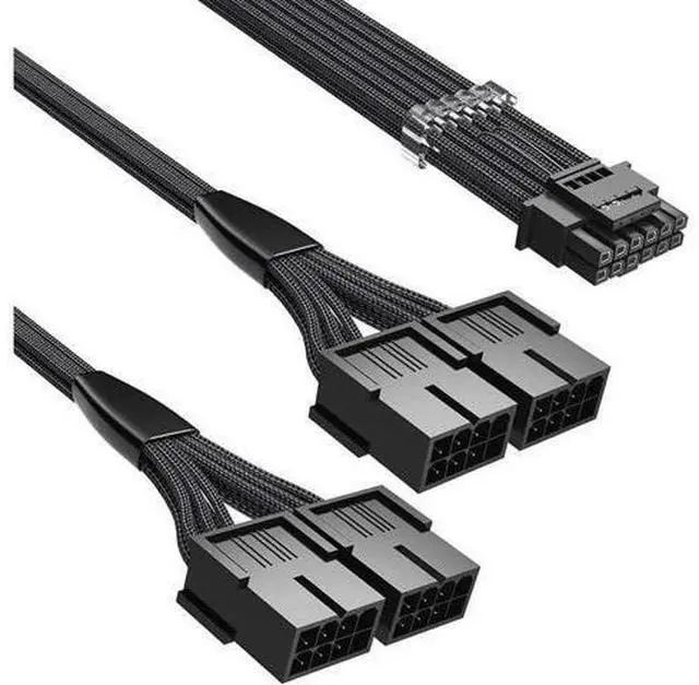Main image of PCI-e 5.0 Extension Cable, RTX 4090 4080 16Pin(12+4) Male to 4x8Pin Female 12VHPWR Cable PCIE GPU Power Sleeved Extender Cord Compatible for GeForce RTX 4090/4080/4070Ti/3090Ti (14inch, Black)